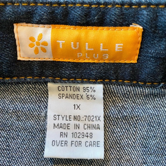 Tulle Plus Jacket Medium Dark Blue Stretch Denim Jean Jacket Size 1X - Picture 6 of 7